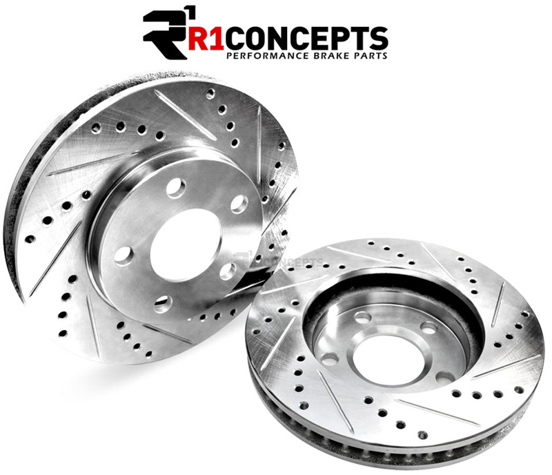 R1 Concepts E-Line Drilled/Slotted Front Brake Rotors For 2002-08 BMW  7-Series [E65 E66]